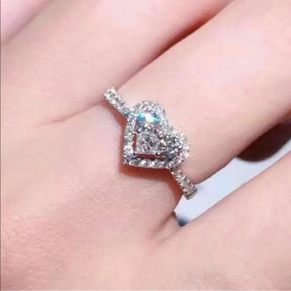 💍925 silver heart white sapphire love ring 💍 - Picture 5 of 6